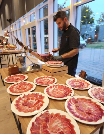 Spanish jamón carving station during a private event in The Embassy of Spain in Tallinn